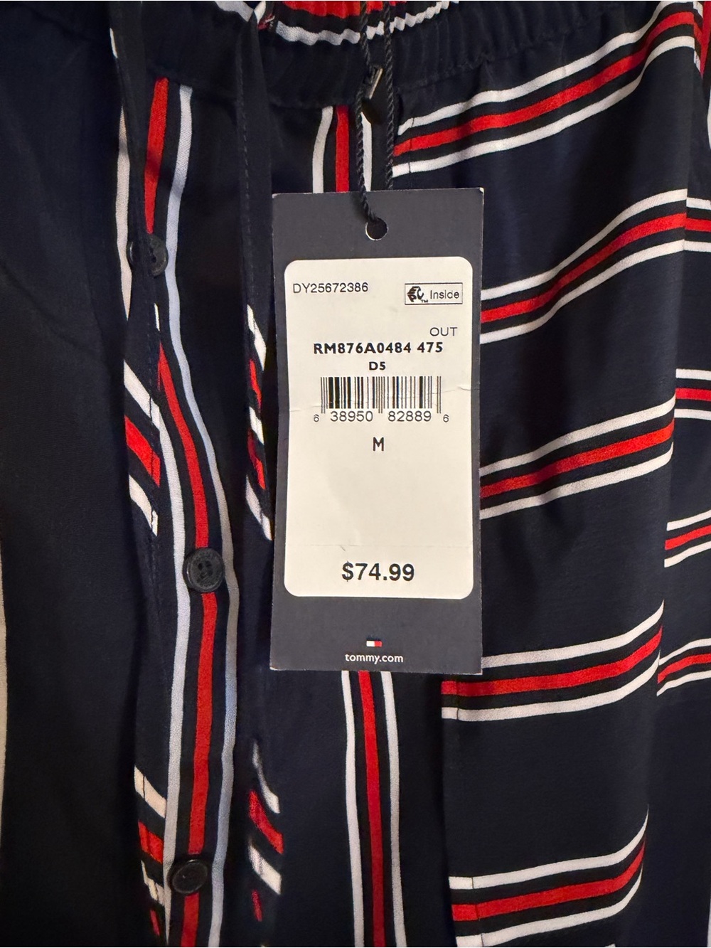 Tommy Hilfiger Woven Stripe Button-Front Midi Skirt - Navy/Red/white- NWT - Picture 5 of 6